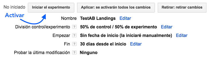 Activar Experimento Test A/B en Adwords. Activar el Experimento test AB en Adwords