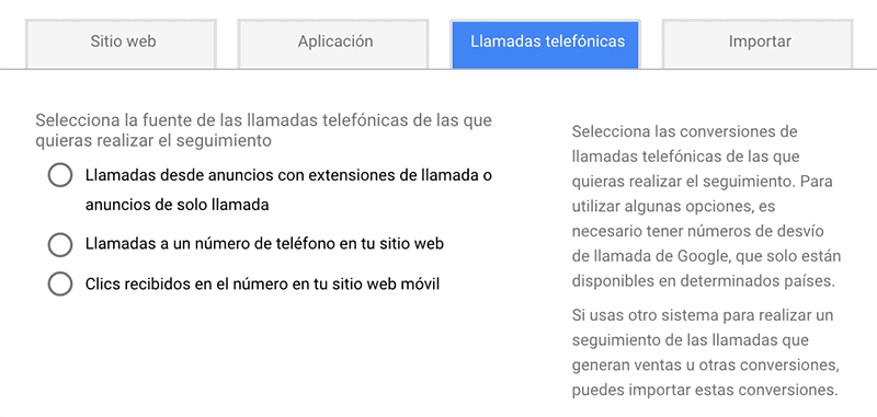 Configuración en Adwords del Seguimiento de conversiones de llamadas telefónicas Seguimiento de conversiones de llamadas telefónicas