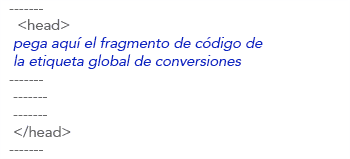 Donde instalar las etiquetas de conversiones de Adwords