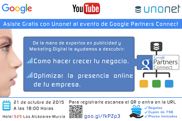 invitación impresa en flyer para marketing offline del evento Google Partners Connect Murcia invitación impresa en flyer para marketing offline del evento Google Partners Connect Murcia