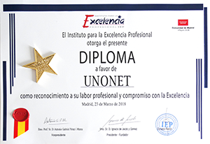 Diploma a la Excelencia Profesional para la Agencia de Marketing Online Unonet