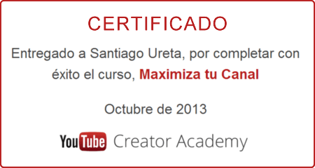 certificado de Youtube Creators como experto en Optimización de canales de Youtube certificado de Youtube Creators como experto en maximizar y optimizar canales en Youtube