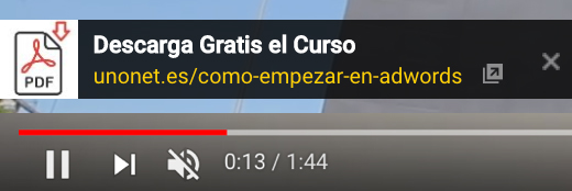 Llamada a la acción en superposición en un video de Youtube