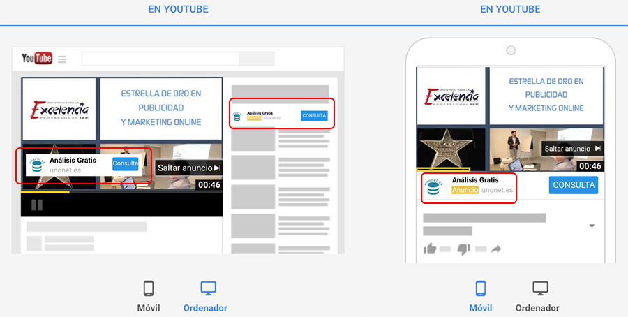 Ejemplo de la nueva extensión de llamada a la acción para anuncios de video Como se ve la llamada a la acción en anuncios de video