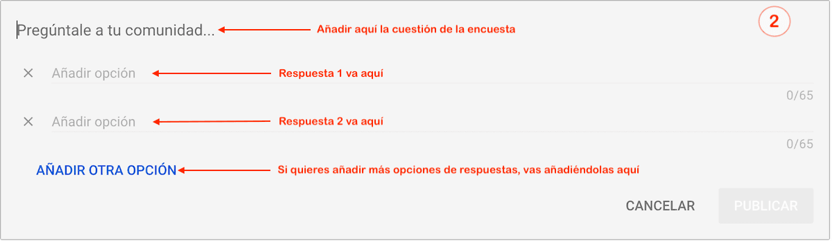 Cómo editar la pregunta y las respuestas de una encuesta desde tu Canal de Youtube Cómo crear el tema y los campos de una encuesta en Youtube